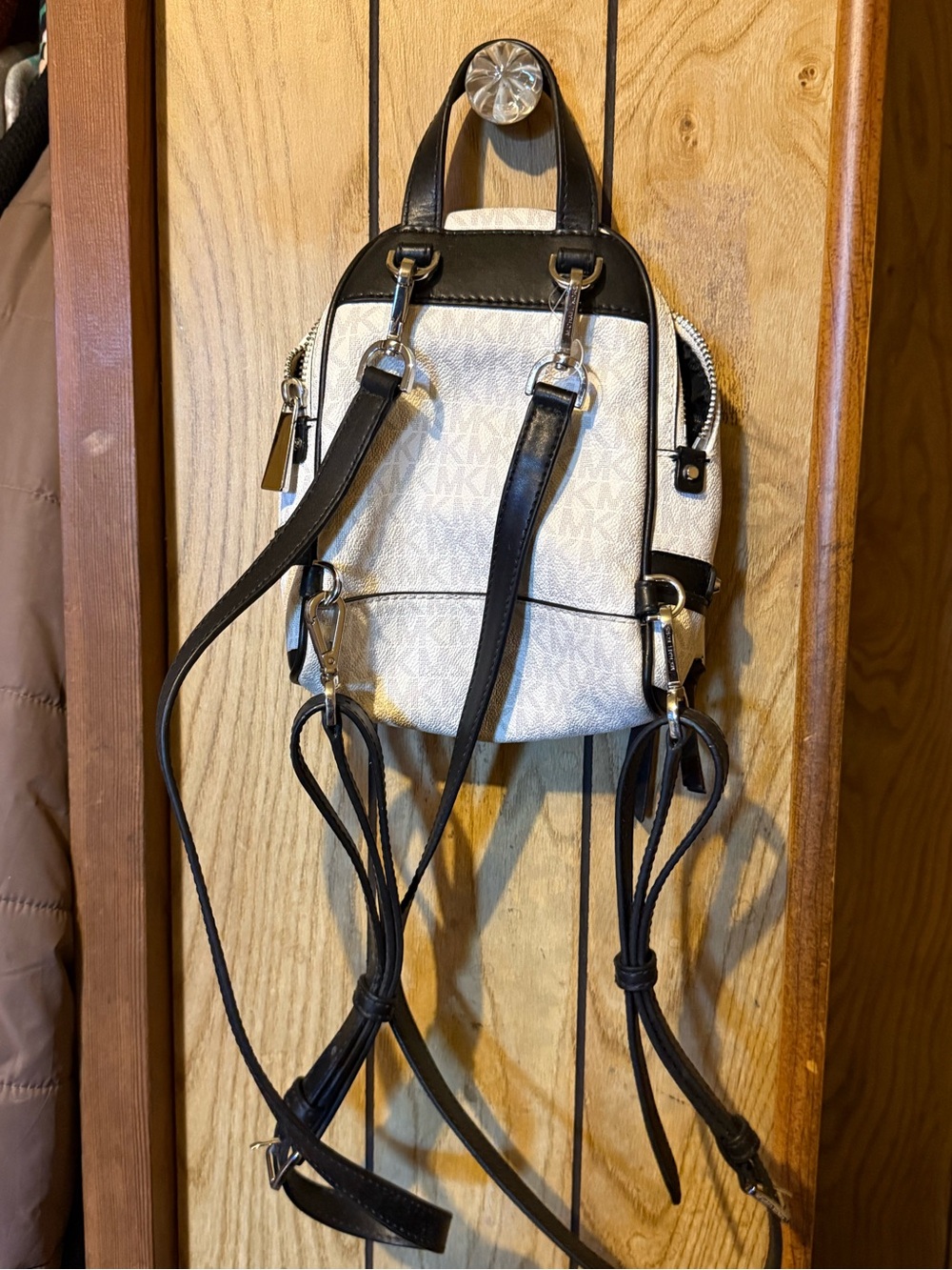 Michael Kors Cream and Black MK Signature Mini Backpack - Picture 2 of 2